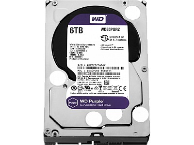 3.5" HDD 6.0TB Western Digital  Purple, 5400rpm, 64MB, SATAIII (for video)  WD60PURZ