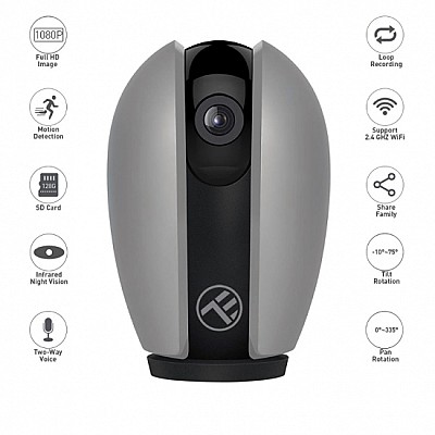 Image Camera Smart Wifi, FHD 1080p, 155gr, 6.3cm x 5.8cm x 9.6cm, wifi 802.11b/g/n, Two-way audio, Tellur Grey  TLL331071
