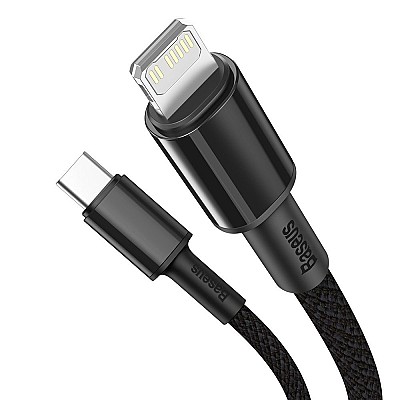 Cable Type-C - Lightning, Braided, PD 20W, 1m, Baseus High Density Black  CATLGD-01