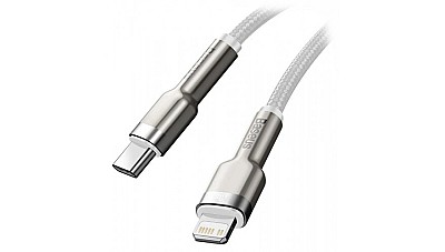 Cable Type-C - Lightning, Braided, PD 20W, 1m, Baseus Cafule Metal White  CATLJK-A02