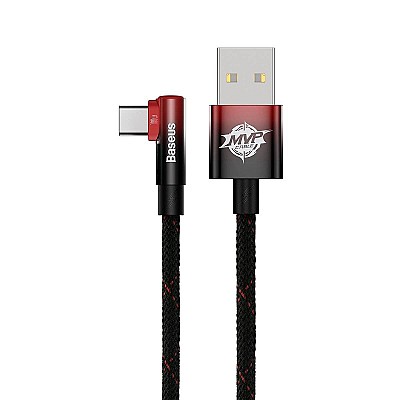 Cable USB - Type-C, Braided, 100W, 2m, 90°, Baseus MVP2 Black-Red  CAVP000520