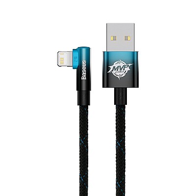 Cable USB - Type-C, Braided, 100W, 2m, 90°, Baseus MVP2 Black-Blue  CAVP000521