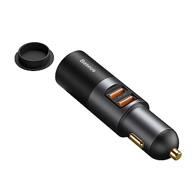 USB Car Charger - Baseus Share Together, 2xUSB (U + U + Lighter), 120W, Gray  CCBT-D0G
