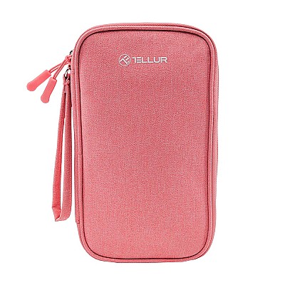 Image Geanta Tellur pentru organizare cabluri si accesorii, 21x12.5x6cm,poliester, roz