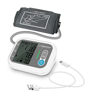 Image Blood Pressure Arm Esperanza STAMINA ECB005,  Measurement of the systolic (SYS) and diastolic (DIA) blood pressure and pulse (P), Detection of cardiac