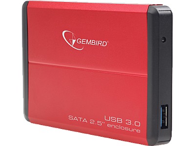 Gembird EE2-U3S-2-R, External enclosure for 2.5'' SATA HDD with USB3.0(5Gb/s) interface, Aluminium case, Red