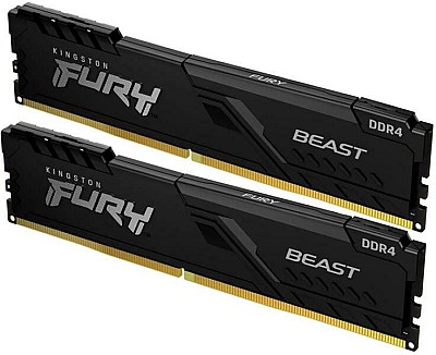 Image 32GB (Kit of 2*16GB) DDR4-3600  Kingston FURY Beast DDR4, PC28800, CL18, 1.35V, Auto-overclocking, Asymmetric BLACK low-profile heat spreader, Intel X