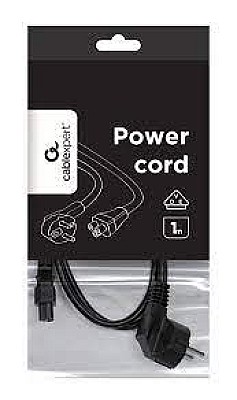 Power Cord PC-220V  1.0m Euro Plug   VDE-approved molded power cord, Cablexpert, PC-186-ML12-1M