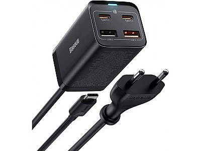 Universal Home Charger Baseus GaN3 Pro Desktop, 4xUSB (2C + 2U), 100W, Cable included (Type-C - Type-C, 1m),  Cable length: 1,5m, Black  CCGP000101