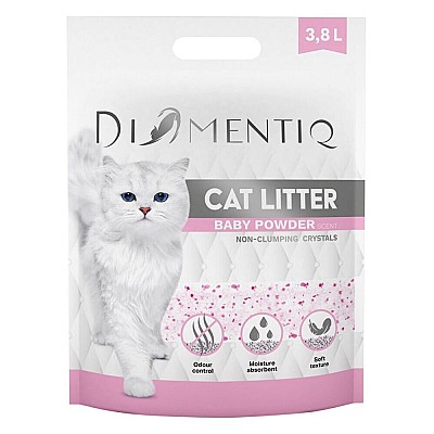 Image Cat Litter DIAMENTIQ Baby powder 3.8L ,  Silicone granules,  Non-clumping crystals, Odour control, moisture absorbent, soft texture