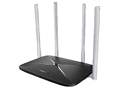 Image MERCUSYS AC12  AC1200 Dual Band Wireless Router,  867Mbps at 5GHz + 300Mbps at 2.4GHz, 1 10/100M WAN + 4 10/100M LAN, 4 fixed antennas