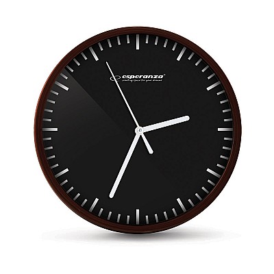 Clock Wall Esperanza BUDAPEST  EHC010K Black,  20 cm, plastic frame, Quiet movement, hook for easy installation, Power: 1x AA battery (not included)