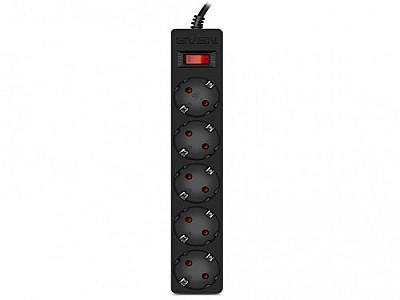 Surge Protector   5 Sockets,  3.0m,  Sven "SF-05E", Black, flame-retardant material