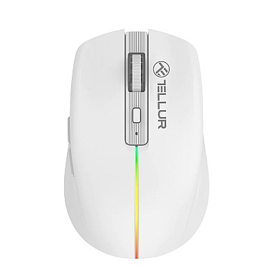 Mouse wireless Tellur, Silent Click, RGB light band, Alb