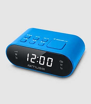 Dual Alarm Clock Radio Muse M-10 BLUE, 0.6 inch white LED Display, Dimmer (High /Low/Off), PLL Radio with 20 FM preset stations, Wake up by Radio or B