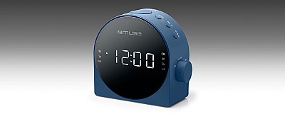 Dual Alarm Clock Radio Muse M-185 CBL Blue, 0.9 inch White LED Display, Dimmer ( High / Low / Off ), Aux in jack, PLL Radio with 20 preset stations (1