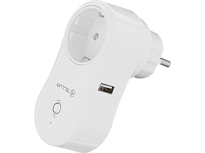 Priza WiFi, port USB 1A, 2400W, 10A, Tellur White  TLL331021