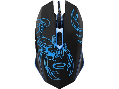 Image Mouse Esperanza SCORPIO MX203, Gaming mouse, 2400dpi, optical sensor, blue LED, USB braided cable