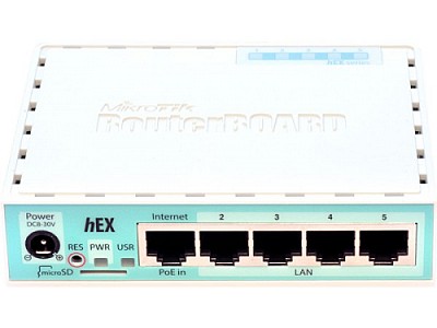 Image MikroTik Router porturi Gigabit x 4, CPU dual core 880 MHz, 256 MBRAM, USB, microSD, "RB750GR3"