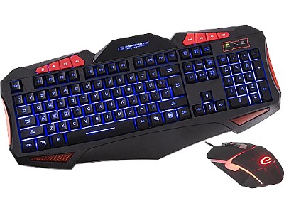 Image Keyboard & Mouse Esperanza SHELTER  EGK3000 - US Layout / Gaming,  Mouse: 2400DPI, 6 Buttons, Quiet scrolling wheel, Keyboard: comfortable,  LED illum