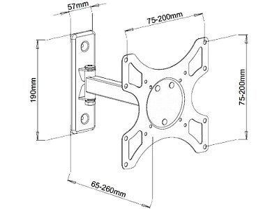 Image SBOX TV-Wall Mount LCD-2901 for 19-43'', Vesa 200x200, Max load 25kg,rotire 180°+180°,inclinatie ± 12°