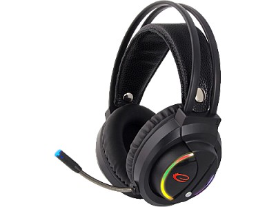 Image Headset Gaming Esperanza NIGHTSHADE EGH470, Black, RGB LED backlight, 1x mini jack 3.5mm + 1x USB, Drivers 30mm, Volume control, Cable length 2m, Weig