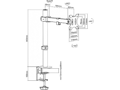 Image SBOX TV-Wall Mount LCD-351/1 for monitor 13-32'', Vesa 100x100,greutate suportata 8kg/monitor ,rotire 360°+360°