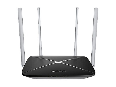 Image MERCUSYS AC12  AC1200 Dual Band Wireless Router,  867Mbps at 5GHz + 300Mbps at 2.4GHz, 1 10/100M WAN + 4 10/100M LAN, 4 fixed antennas