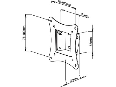 Image SBOX TV-Wall Mount LCD-100 for 13-30'', Vesa 100x100, Max load 15kg,inclinatie -12°