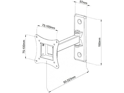 Image SBOX TV-Wall Mount LCD-901 for 13-28'', Vesa 200x200, Max load 15kg,rotire 180°+180°,inclinatie ± 12°