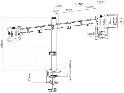 Image SBOX LCD-352/2 for monitor 13''-32'', Vesa 100x100,greutate suportata 8kg/monitor ,rotire 360°+360°