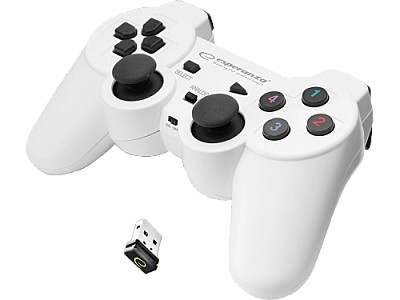 Image Gamepad Wireless Esperanza GLADIATOR EGG108W  White, vibration Game Pad, 16 buttons, 2 sticks, Ergonomic design, 2 modes (analog and digital), Soft sw