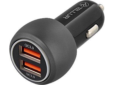 Image USB Car Charger - Tellur FCC8, 2xUSB (QC 3.0 + 6A), 36W, Black TLL151261