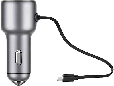 Image USB Car Charger - Tellur CCY2, 2xUSB (QC 2.4 + 2.4A), cablu Type-C, Silver TLL151151