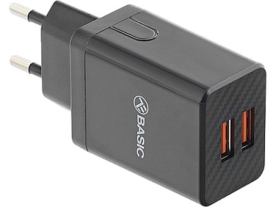 Image Universal Home Charger Tellur Basic HC204, 2xUSB (2.4A + 2.4A), 12W, Input: 100/240V, Black  TLL151211