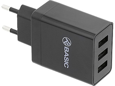 Image Universal Home Charger Tellur Basic HC302, 3xUSB (2.4A + 2.4A + 2.4A), 30W, Input: 100/240V, Black  TLL151221