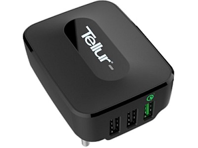 Image Universal Home Charger Tellur, 3xUSB QC (3.0 + 2.4A + 2.4A), Input: 100/240V, Black  TLL151081