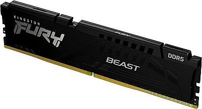 16GB DDR5-5200  Kingston FURY Beast DDR5, PC41600, CL40, 1.25V, Auto-overclocking, Asymmetric BLACK low-profile heat spreader, Intel XMP 3.0 Ready  (E