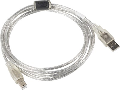 Image Cable USB AM-BM  1.8m LANBERG  (print)  with Ferrite core Transparent  CA-USBA-12CC-0018-TR