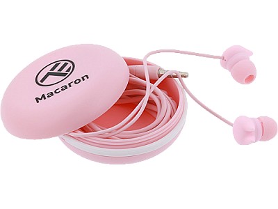 Image Casti in-ear, Macaron, with mic, wired, Jack 3.5 mm,16 ohm, 20Hz, 1.2 m, silicone, Tellur Pink  TLL162122