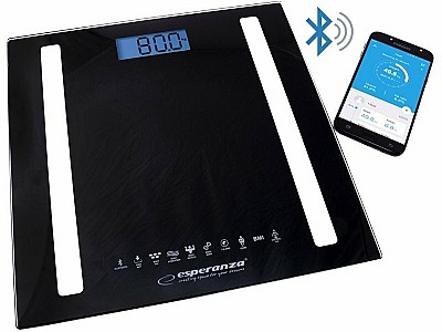 Image Bluetooth Scale Esperanza 8in1 EBS016K  Black, measurement:  body weight [kg], body fat content [%], water content in the body [%], muscle weight [kg]