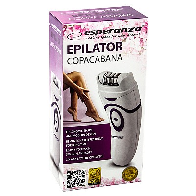 Image Epilator Esperanza COPACABANA EBD002B White, Detachable head - can be washed under running water 2 speed levels depilation, Power supply: batteries 3
