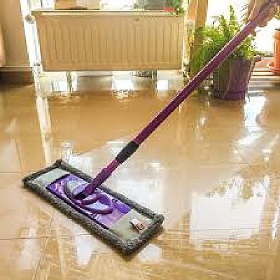 Mop plat cu microfibra + coada telescopica (150 cm)