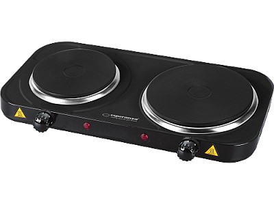 Image Electric Hot Plate Esperanza YELLOWSTONE EKH007K Black, 2500W (1x1500W, 1x1000W), 2 heating plates with a diameter of 18.8 cm and 15.5 cm, External di