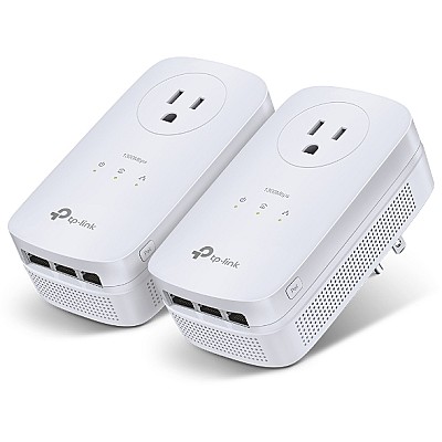 Image TP-LINK TL-PA8030P KIT AV12003-PortGigabitPassthroughPowerlineStarter Kit, 1200Mbps Powerline Datarate, Line-Neutral/Line-Ground 2*2 MIMO,3 Giga