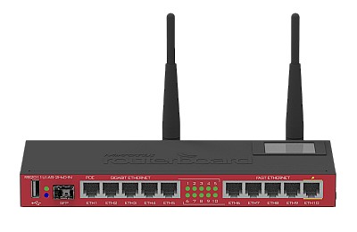 MikroTik RouterBOARD RB2011UiAS-2HnD-IN,  Wired Router, 5 Gigabit LAN ports, CPU 600MHz, RAM 128MB, 1U rackmount enclosure, PoE output, PoE in, Router