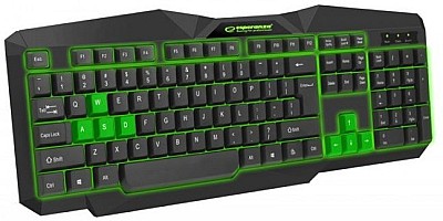 Image Keyboard Esperanza TIRONS  EGK201G Green - US Layout / Gaming, Illuminated