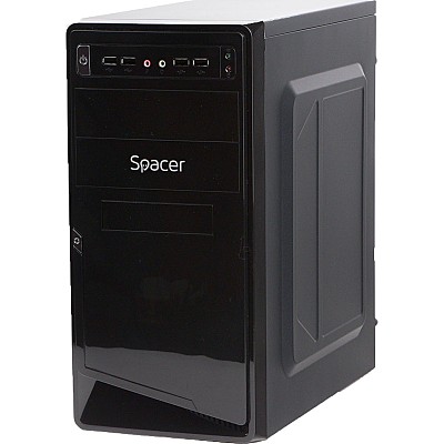 Image Case SPACER, Mini Tower, mATX, „MOON”, 450 (230W for 450W Desktop PC), USB 2.0 x 4, Jack 3.5mm x 2, „SPC-MOON”