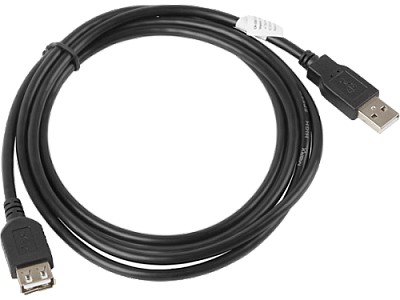 Image Cable Extension USB2.0 - 1.8m - LANBERG  A Male - A Female,  CA-USBE-10CC-0018-BK