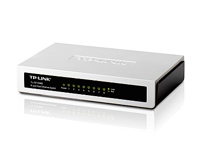 TP-LINK TL-SF1008D 8-port 10/100M mini Desktop Switch, 8 10/100M RJ45 ports, Plastic case